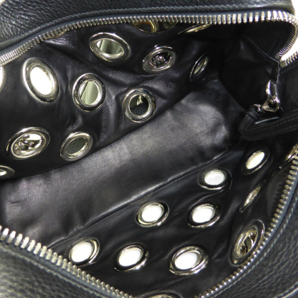 Prada Lacca Grommet Perforated Chain Shoulder Bag Black - Picture 7 of 10